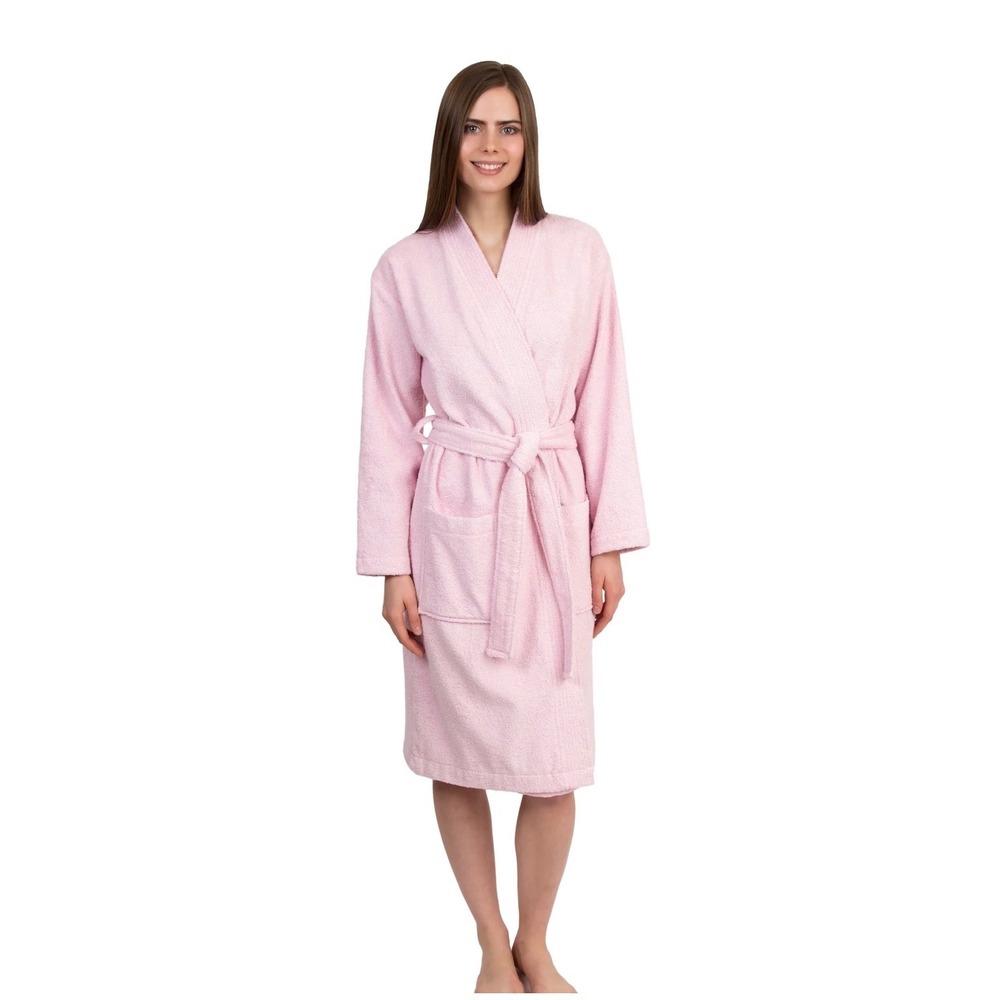 Stan‎ Herman Plush Fleece Shawl Collar Belted Robe Women L/XL Pink Pockets Cozy